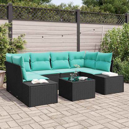 Set Divano da Giardino 7 pz Nero polyrattan - homemem39