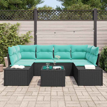 Set Divano da Giardino 7 pz Nero polyrattan - homemem39