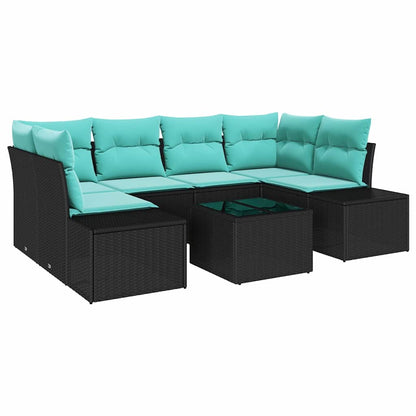 Set Divano da Giardino 7 pz Nero polyrattan - homemem39