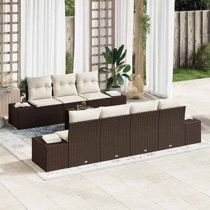 Set Divano da Giardino con cuscino 8 pcs Marrone polyrattan | homemem39