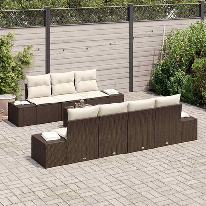 Set Divano da Giardino con cuscino 8 pcs Marrone polyrattan | homemem39