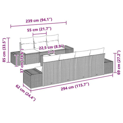 Set Divano da Giardino 8 pcs Grigio chiaro polyrattan | homemem39