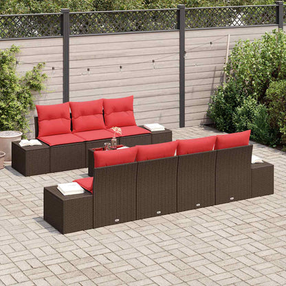 Set Divano da Giardino con cuscino 8 pcs Marrone polyrattan | homemem39