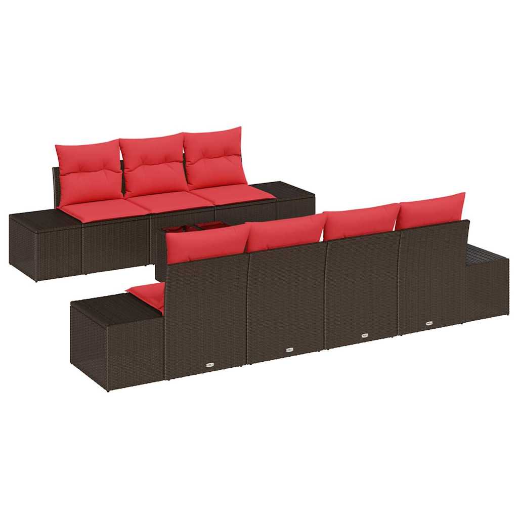 Set Divano da Giardino con cuscino 8 pcs Marrone polyrattan | homemem39