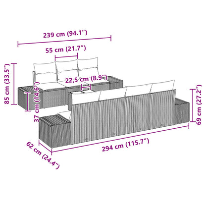 Set Divano da Giardino con cuscino 8 pcs Marrone polyrattan | homemem39