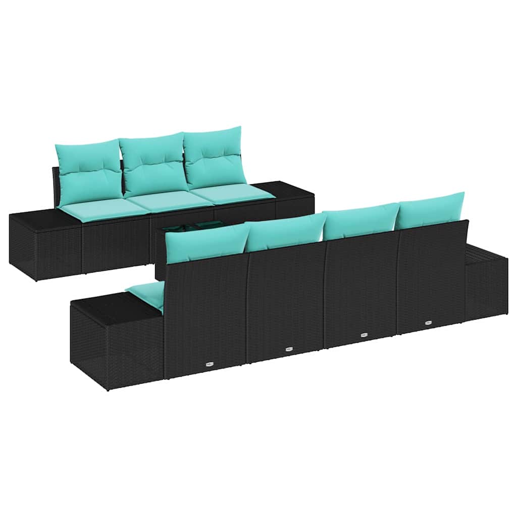 Set Divano da Giardino 8 pz Nero polyrattan | homemem39
