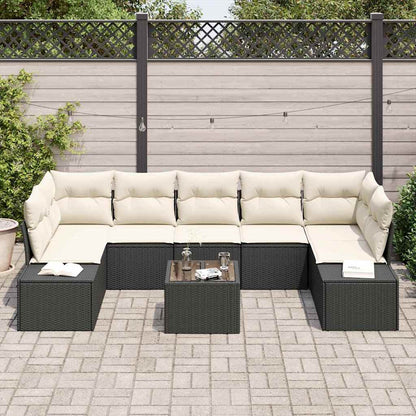 Set Divano da Giardino 8 pcs Nero Poly Rattan