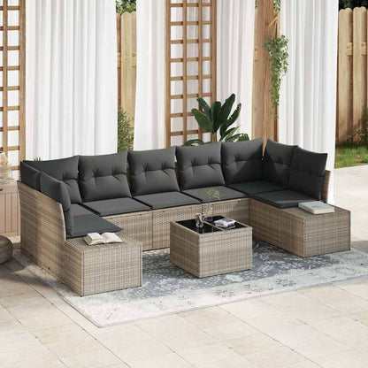 Set Divano da Giardino 8 pcs Grigio chiaro polyrattan | homemem39