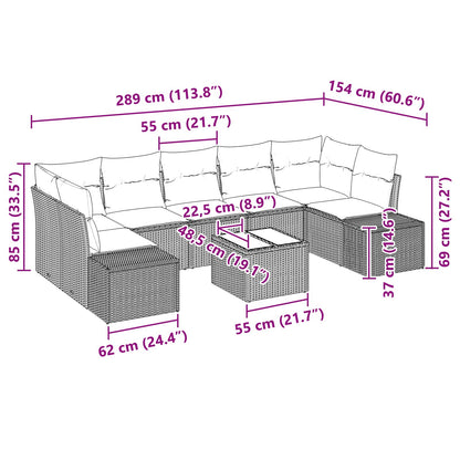 Set Divano da Giardino con cuscino 8 pcs Marrone polyrattan | homemem39