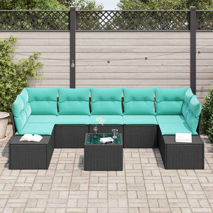 Set Divano da Giardino 8 pz Nero polyrattan | homemem39