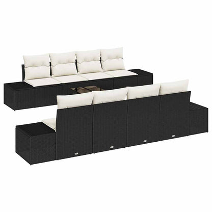 Set Divano da Giardino 7 pcs Nero e Crema polyrattan | homemem39
