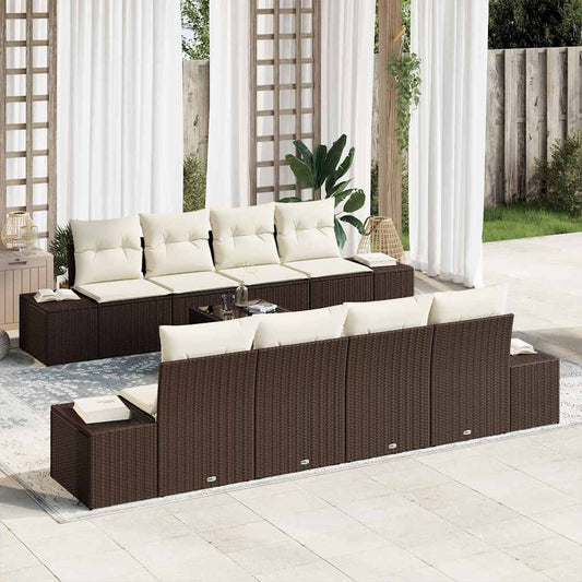 Set Divano da Giardino 7 pcs Marrone e crema 55 x 55 x 37 cm