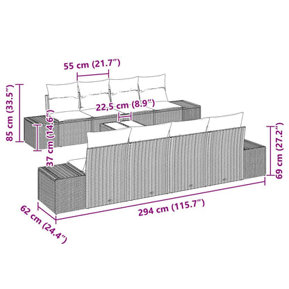 Set Divano da Giardino 7 pcs Marrone e crema 55 x 55 x 37 cm