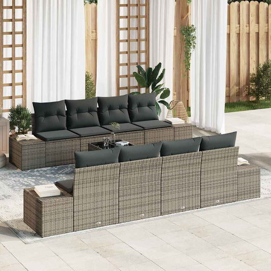 Set Divano da Giardino con cuscino 7 pcs Grigio polyrattan