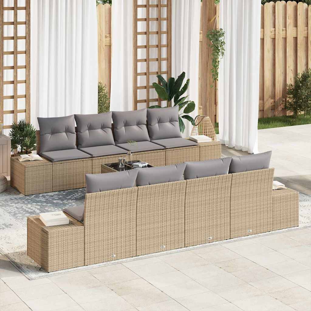 Set Divano da Giardino con cuscino 7 pcs beige e grigio chiaro