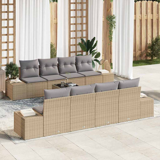 Set Divano da Giardino con cuscino 7 pcs beige e grigio chiaro