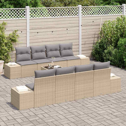 Set Divano da Giardino con cuscino 7 pcs beige e grigio chiaro