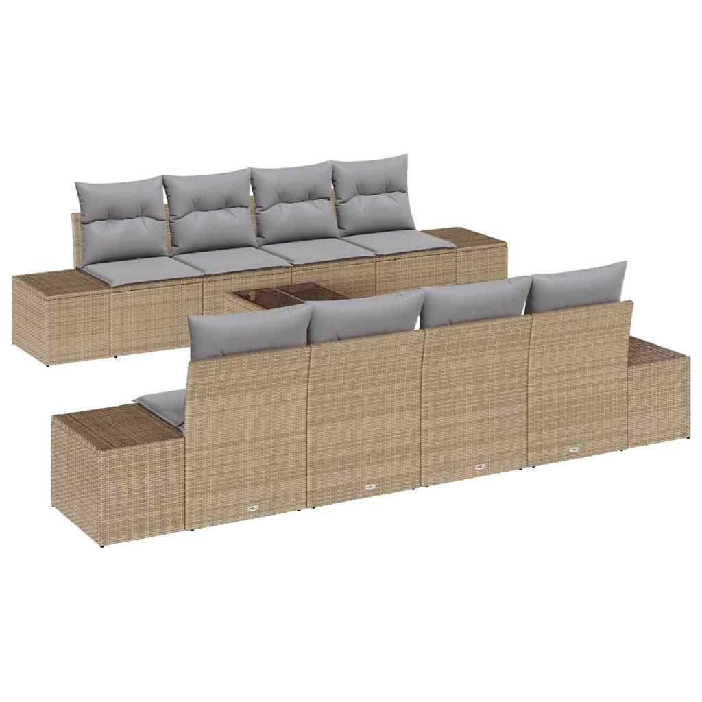 Set Divano da Giardino con cuscino 7 pcs beige e grigio chiaro