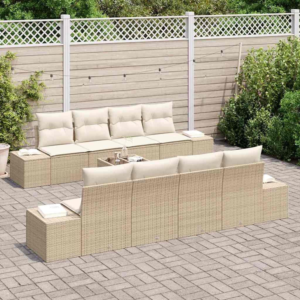 Set Divano da Giardino 7 pcs Beige e Crema polyrattan | homemem39