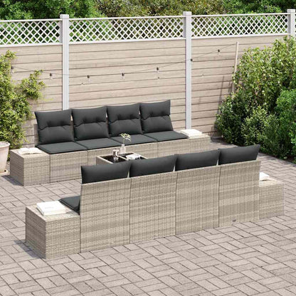 Set Divano da Giardino 7 pcs Grigio chiaro polyrattan | homemem39