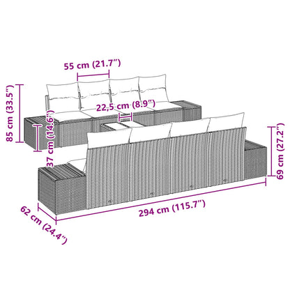 Set Divano da Giardino con cuscino 9 pcs Marrone polyrattan | homemem39