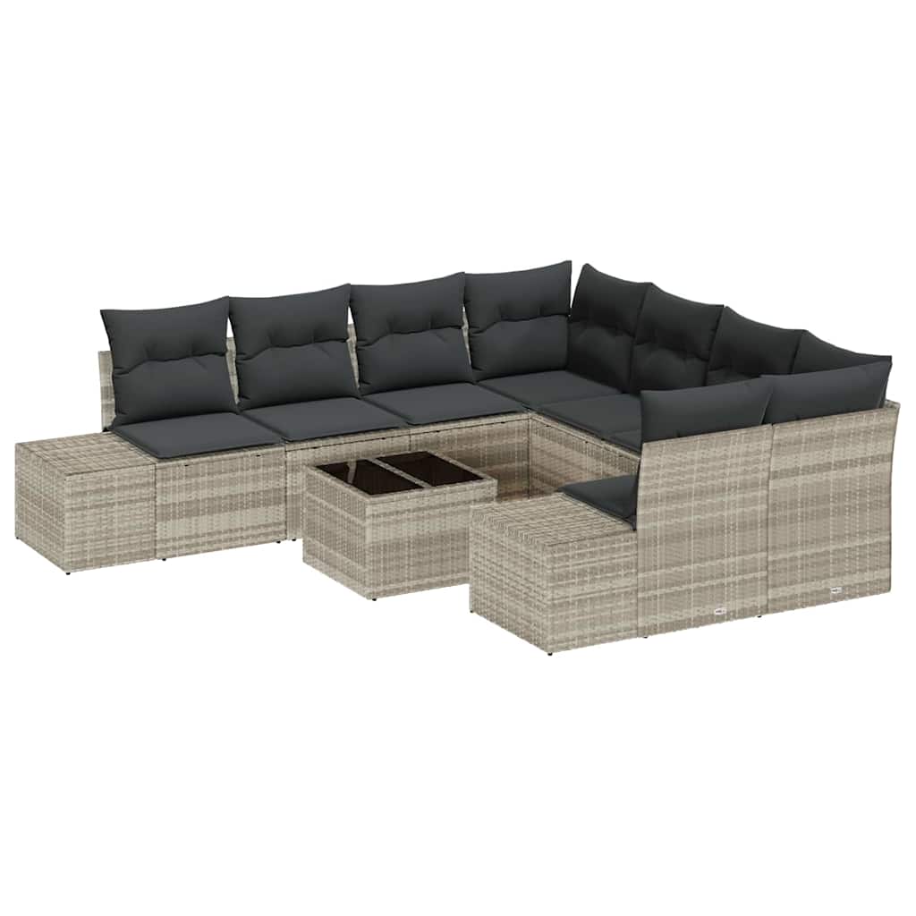 Set Divano da Giardino 9 pcs Grigio chiaro polyrattan - homemem39