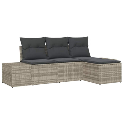 Set Divano da Giardino 4 pcs Grigio chiaro polyrattan | homemem39