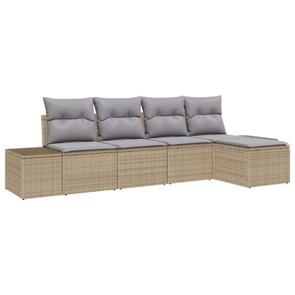 Set Divano da Giardino con cuscino 5 pcs Beige polyrattan | homemem39