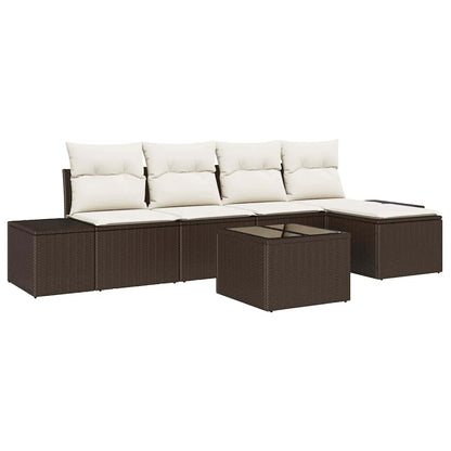 Set Divano da Giardino con cuscino 6 pcs Marrone polyrattan | homemem39