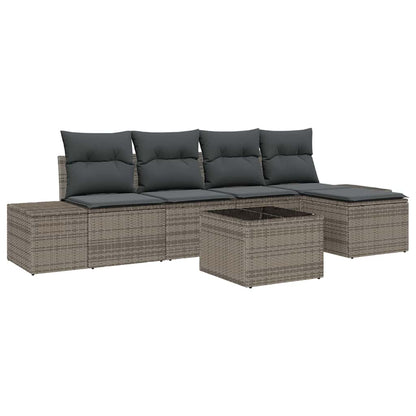 Set Divano da Giardino con cuscino 6 pcs Grigio polyrattan | homemem39