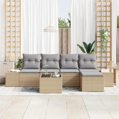 Set Divano da Giardino con cuscino 6 pcs Beige polyrattan | homemem39