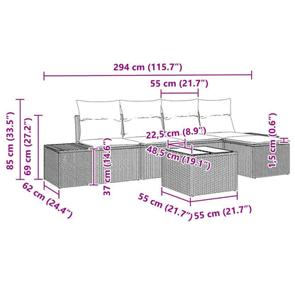 Set Divano da Giardino 6 pcs Grigio chiaro polyrattan | homemem39