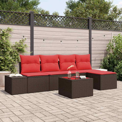 Set Divano da Giardino con cuscino 6 pcs Marrone polyrattan | homemem39