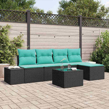 Set Divano da Giardino 6 pz Nero polyrattan
