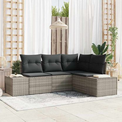 Set Divano da Giardino 4 pcs Grigio chiaro polyrattan | homemem39