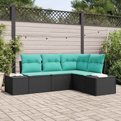 Set Divano da Giardino 4 pz Nero polyrattan - homemem39