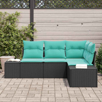 Set Divano da Giardino 4 pz Nero polyrattan - homemem39