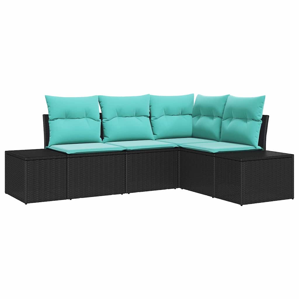 Set Divano da Giardino 4 pz Nero polyrattan - homemem39