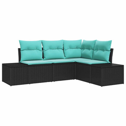 Set Divano da Giardino 4 pz Nero polyrattan - homemem39