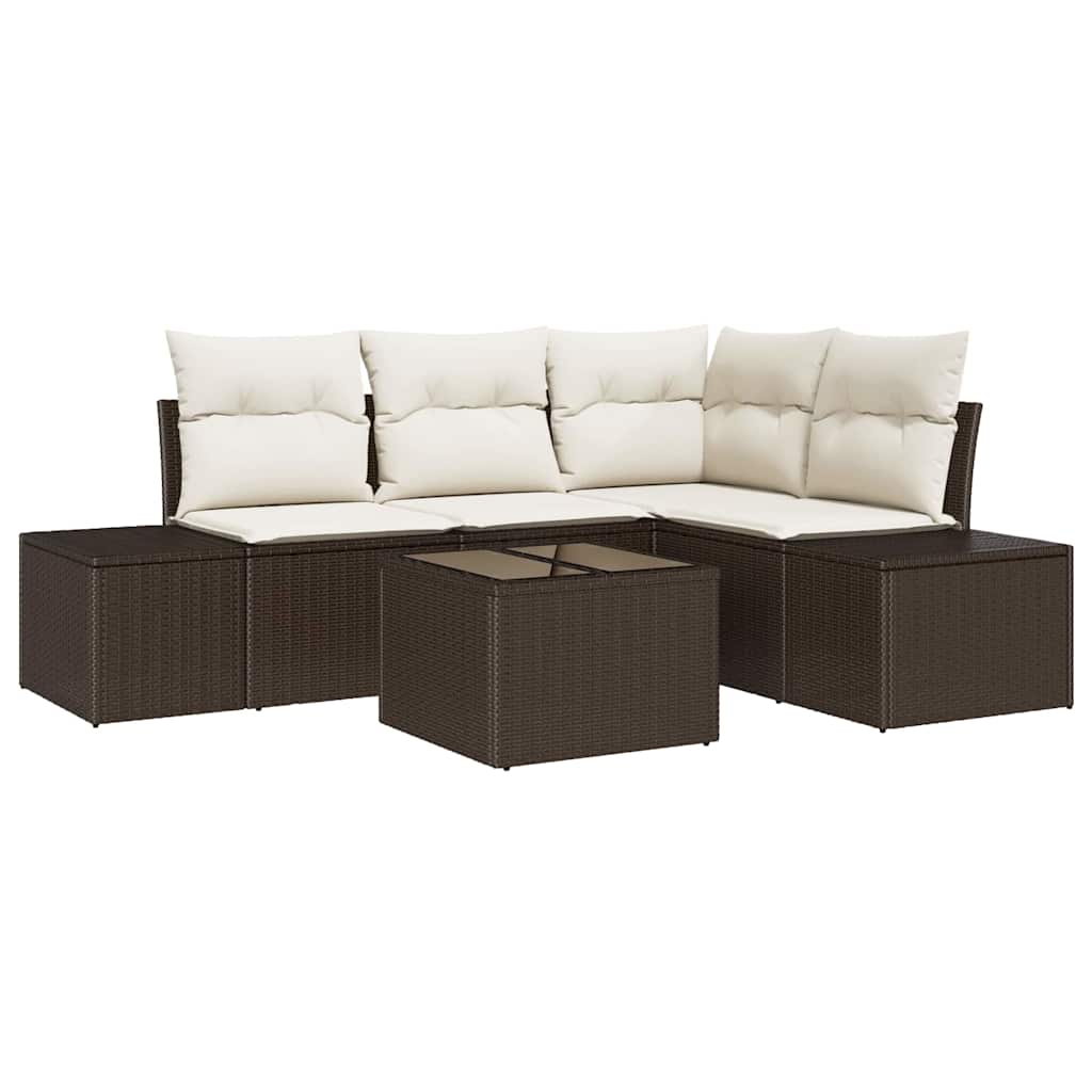 Set Divano da Giardino 5 pcs Marrone polyrattan | homemem39