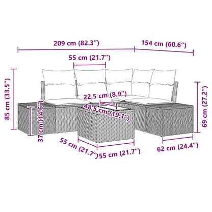 Set Divano da Giardino 5 pcs Marrone polyrattan | homemem39