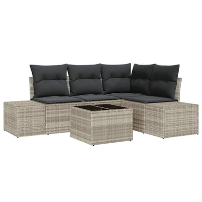 Set Divano da Giardino 5 pcs Grigio chiaro polyrattan | homemem39