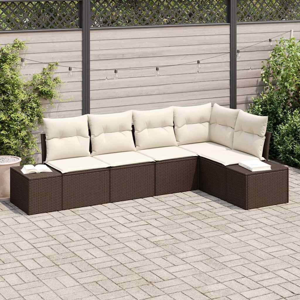 Set Divano da Giardino 5 pcs Marrone polyrattan | homemem39