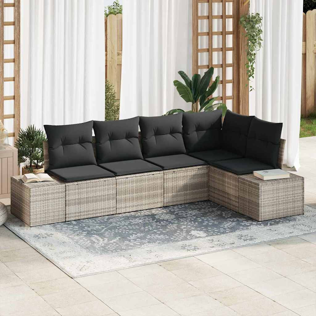 Set Divano da Giardino 5 pcs Grigio chiaro polyrattan | homemem39