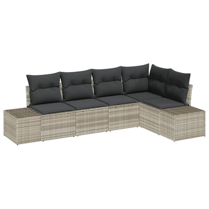 Set Divano da Giardino 5 pcs Grigio chiaro polyrattan | homemem39
