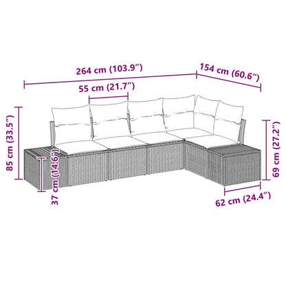 Set Divano da Giardino 5 pcs Grigio chiaro polyrattan | homemem39