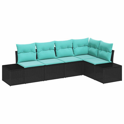 Set Divano da Giardino 5 pz Nero polyrattan | homemem39