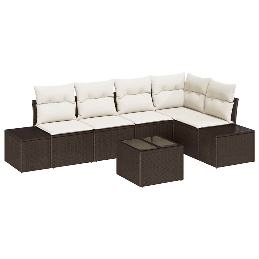 Set Divano da Giardino 6 pcs Marrone polyrattan | homemem39