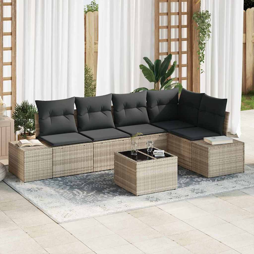 Set Divano da Giardino 6 pcs Grigio chiaro polyrattan | homemem39