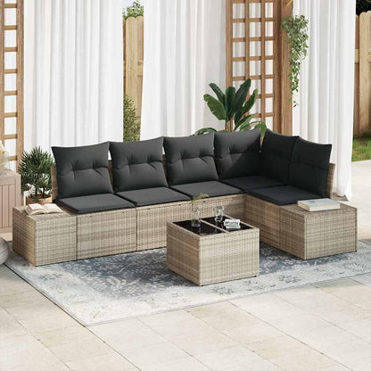 Set Divano da Giardino 6 pcs Grigio chiaro polyrattan | homemem39
